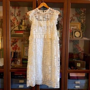 Orla Kiely Embroidered Organza Plum Frill Dress, White, US 6, UK 10, NWT